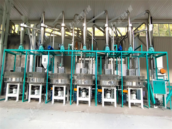 河南新鄭八組石磨面粉機械客戶安裝現場(圖)